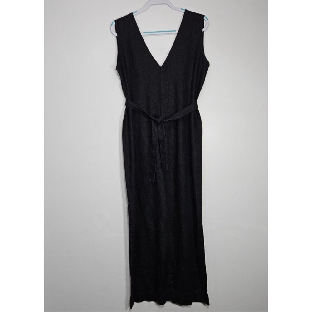Elizabeth Suzann Jumpsuit Tall Large Women's Mara Black 100% Linen Minimalist
